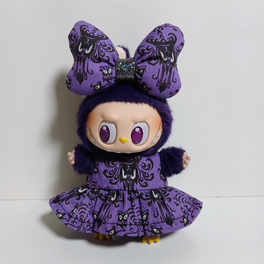 Custom Disney Haunted Mansion Wallpaper Print Dress and Bow Made to fit Labubu